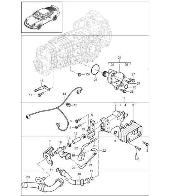 Diagram 307-01 Porsche Cayman 987C/981C (2005-2016) Overdragen
