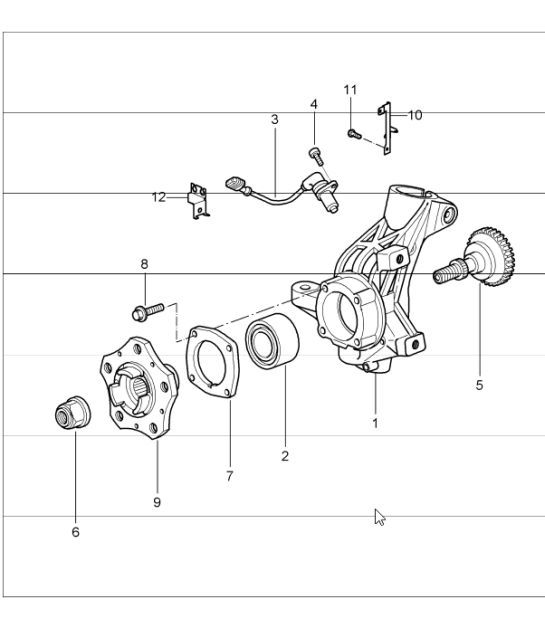 Diagram 401-05 Porsche Cayenne Turbo 4.5L 2003>> Assale anteriore, sterzo 