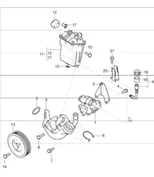power steering, power-steering pump and container 997 GT3 2007-11