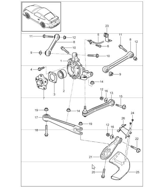 Diagram 501-00 Porsche 996 C4 3.4L 1997-08/01 Eje posterior