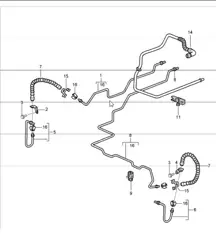 brake line underbody, rear axle and vacuum line 997 GT3 2007-11