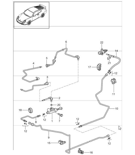 Diagram 702-09 Porsche Cayenne MK3 (958) 2010-2017 Sistema a leva manuale, gruppo pedali 