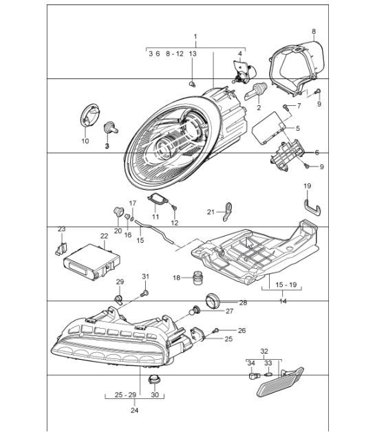 Diagram 905-02 Porsche Cayman S 3.4L 987C 2005-08 Equipo eléctrico