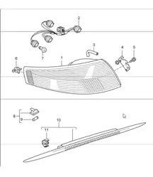 rear light, license plate light, additional brake light 997 GT3 UPTO 2008