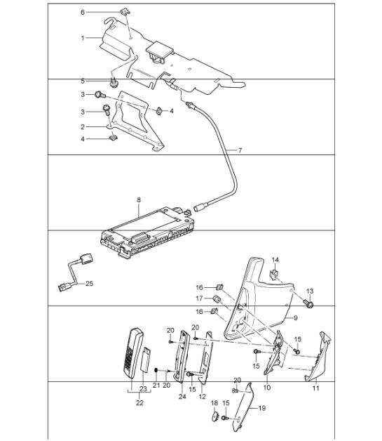 Diagram 911-11 Porsche Panamera 970 MK2 (2014-2016) Équipement électrique