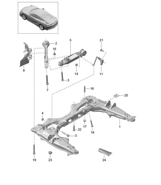 Diagram 401-000 Porsche Cayman 987C/981C (2005-2016) Eje delantero, dirección 