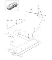 制动管路 / 车身底部 - 中央、后部 - 981C Cayman GT4 2016 制动管路 / 车身底部 - 中央、后部 - 981C Cayman GT4 2016