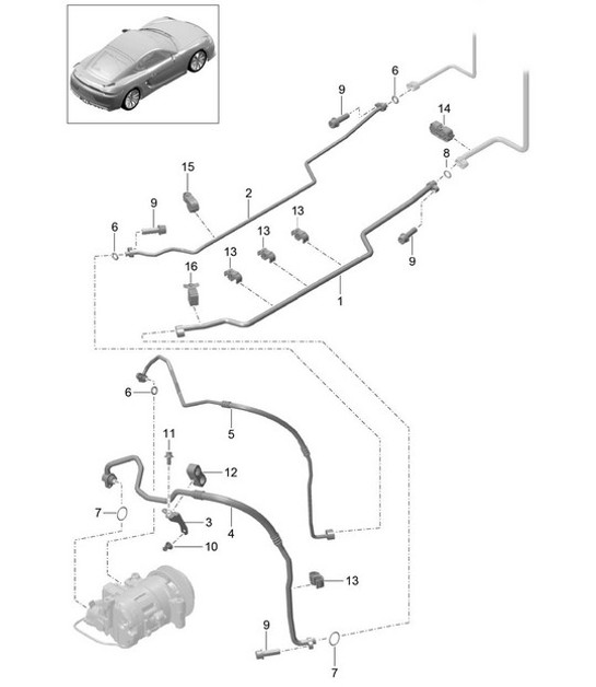 Refrigerant circuit / Underbody and Rear end 981C Cayman GT4 2016