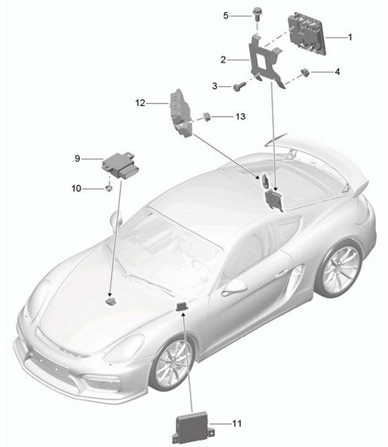 Diagram 901-003 Porsche Boxster 986/987/981 (1997-2016) Electrical equipment