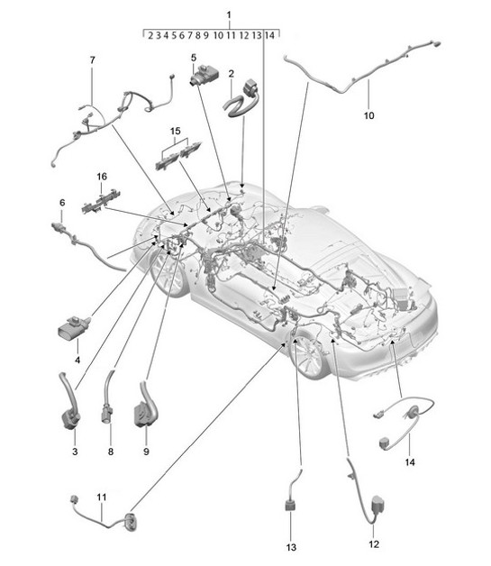 Diagram 902-010 Porsche Cayman 987C/981C (2005-2016) Electrical equipment