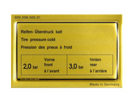 Data plate for tyre pressure 93000650501