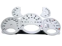 Instrument face set, Zilver. Porsche 997.2 PDK - km/u - 330 km/u - 9764121001PDK - F97 641 210 01TIP, F9764121001TIP