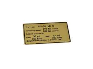 Etiqueta de presión de los neumáticos. Porsche 928S (modelos estadounidenses). - 92800650902 - PAKRU