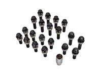 Kit de boulons de roue et de boulons de blocage. (Entretoises de tailles mixtes) Plaqué noir pour les Porsche modernes - 99636120302, 99636120301, 99636120300, WHT004676A, WHT006978, WHT010065A