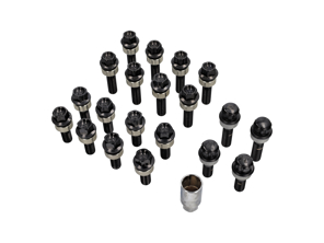 Radschrauben- und Sicherungsbolzen-Satz (Abstandshalter unterschiedlicher Größe). Schwarz beschichtet für moderne Porsches - 99636120302, 99636120301, 99636120300, WHT004676A, WHT006978, WHT010065A