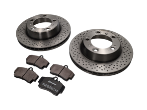 Remblokken- en remschijvenpakket ACHTER Porsche 987 Boxster S / Cayman S - 98635293911, 98635240301, 98735240301, 98735240300, 98735293901, 98735293900, 98635293911BRE, 98635240301BRE, 98661236501, 90026904701, 99907340201, 99635295901