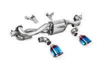Sistema di scarico con valvola Milltek GPF-Back con terminali GT-115 in titanio bruciato/blu. Porsche 718 Boxster / Cayman / GT4 2020>> - 982251053F, 982251053H, 982251053K, 982251053E, 982251053D, 982251053G - SSXPO192