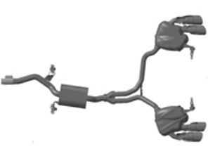 Sports exhaust system, with Silver tailpipes. Porsche 95B.2 Macan S - 95B044211, 95B044211A