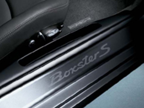 Listelli sottoporta in acciaio inox con logo. Porsche 987 Boxster - 98755198002, 98755198003, 98755198015, 98755198014