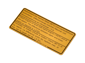 Autocollant pour niveau d'huile moteur. Porsche964/993 - 96400611100 - 1601502600, 911858-02