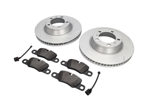 REAR Brake Pads and Brake Disc Package. Porsche Panamera 3.0L Diesel / 4S - 971615601P, 971615602P, 95861236550, 97035294908