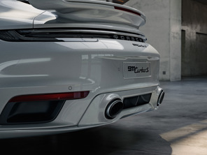 Système d'échappement sport, avec sorties d'échappement sport ovales en argent. Porsche 992 Turbo / Turbo S - 992044222