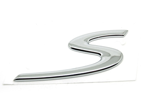 S - Badge CHROME. Porsche 986 Boxster / 996 Turbo S / 997.2 Turbo S - 98655924301