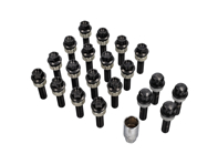 Kit de boulons de roue et de boulons de verrouillage. (Entretoises jusqu'à 18 mm) Plaqué noir pour les Porsche modernes - 99636120302, 99636120301, 99636120300, WHT004676A, WHT006978, WHT010065A