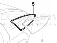 Hintere 1/4 Glasdichtung RECHTS. Porsche 928 Fahrzeuge mit Heckspoiler - 92854303704, 92854303804