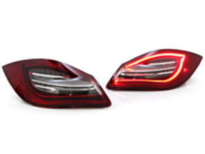 Clignotants arrière à LED clair / lentille rouge et base chromée. Porsche 987 MKII / 987C MKII - 98763142703, 98763142803