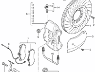 Piastra copridisco freno (INFERIORE) POSTERIORE. Porsche Carrera GT - 98035280101, 98035280201