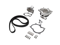 Water pump kit with belt and thermostat. Porsche Boxster 986 / 996  (non Turbo) - 99610601155, 996.106.11.55, 99610601156, 99610601157, 99610215166, 99610632650, 99610601360, 99610601151, 99610601153, 99610601154, 99610601361