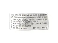 Autocollant de climatiseur. Porsche 964 (États-Unis) - 96470114101