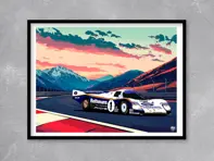 Poster Porsche 962C Le Mans 1986 con cornice nera