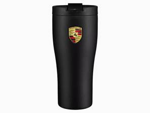 Tasse de voyage isotherme – Noir mat / Écusson Porsche