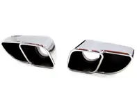 DesignTek Exhaust tail pipes twin square design, 60mm, POLISHED for Porsche 997 Turbo - 99711125281, 99711125282, 99711125181, 99711125182
