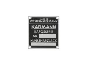 Chassis Number and Paint Code Badge. KARMANN. Porsche 911 65-69 / 914 - 90270111100