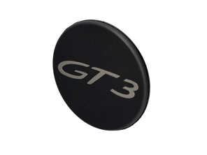 Centre wheel lock 'GT3' cap badge, in Matt black. Porsche 991 GT3 - 9P1601349EOK1, 99136120790