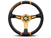 Steering wheel drifting - black leather / orange inserts - Momo