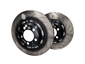 EBC Racing Tweedelige zwevende remschijven vooraan met SLOTTED voor Porsche 991 GT3 - 99135140581, 99135140681, 99135140682 - SG2F019