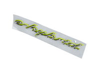 E-HYBRID in Chrome and Acid Green wing badge for Porsche 958 Cayenne HYBRID - 95855949921, 95855949920, 95855950021, 95855950020