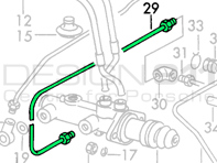 Maître-cylindre de frein à la conduite de frein de l'étrier arrière. Porsche 911 68-73 LHD - 90135561200, 90135561201, 90135561202