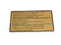 Adesivo, livello olio motore. Porsche 911 1973 - 91100650400 - 91100650400