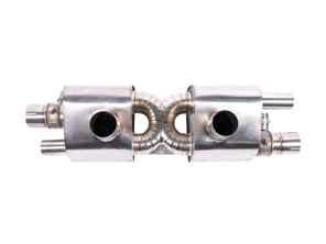 Silenziatore posteriore di scarico sportivo in titanio con valvola Rennline. Porsche 991.2 con scarico centrale - 9P251053B, 9P251053D - EX32 BLACK, EX32 SILVER, EX32