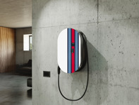 Design cover in MARTINI RACING® design for closed charging dock. Porsche Taycan / Cayenne E-Hybrid / Panamera E-Hybrid - 7PP915706A, 9J104400030, 9J104400031