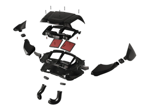 Air filter assembly and ducting retro fit kit GT4 RS style, Carbon Fibre. Porsche 981 / 718 - 9GT129407G, 982868802BOK1, 982868802CA3G, 9GT129965, 982853989AA3G, 982853990AA3G, 982845395COK1, 982845395DA3G, 982845396COK1, 982845396DA3G