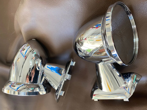 Aluminium-Kugelspiegel-Set - Flaggenhalterung, verchromt. Porsche 911 1975-1988 - 91173101310, 91173101410, 96473190101, 96473190100, 90173111100 - BulletDriveSilver_FLAG, BulletPairSilver_FLAG