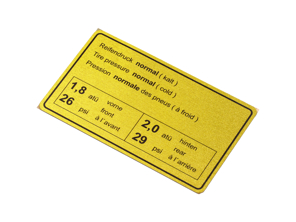 Adesivo Pressione pneumatici normale. Porsche 911 1965-72 / 914 - 90100650500, 1601501006 - 1601501006