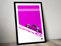 Affiche Porsche 911 964 Carrera RS dans un cadre noir