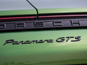'PANAMERA GTS' Rear Badge, in Black. Porsche 971 Panamera 2017>> - 971044880A041, 971044880A